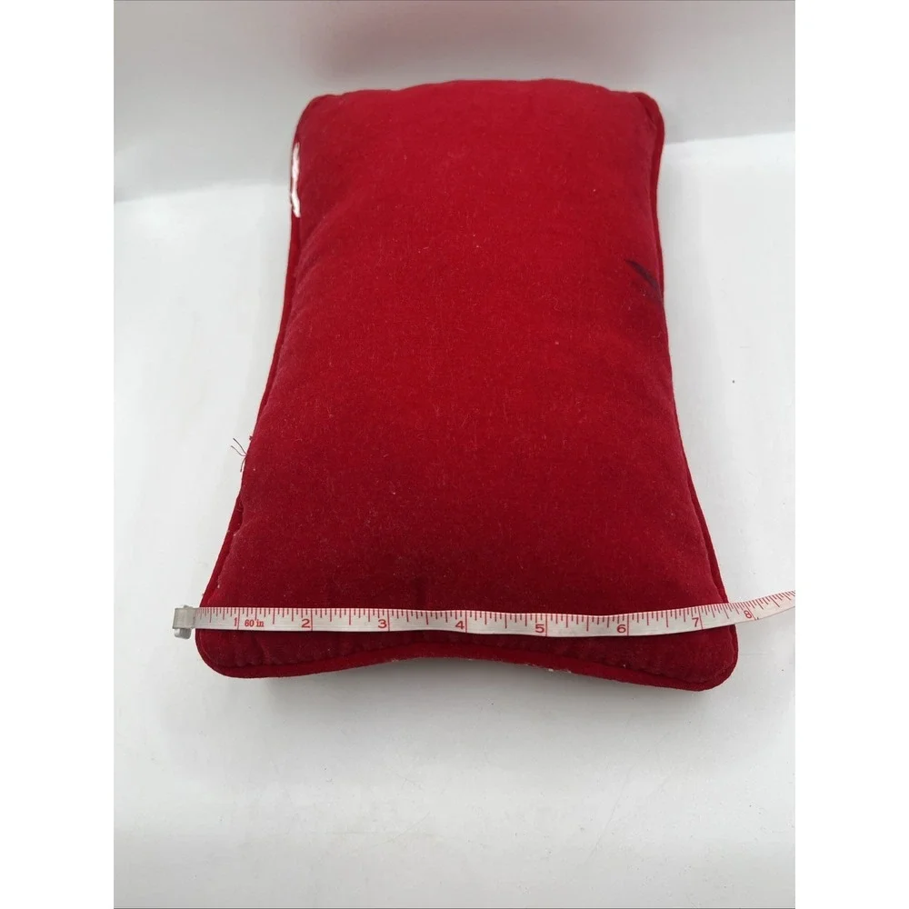 Small Needlepoint Pillow Your Friendship Is A Gift Red Velvet Back 12in x 8in